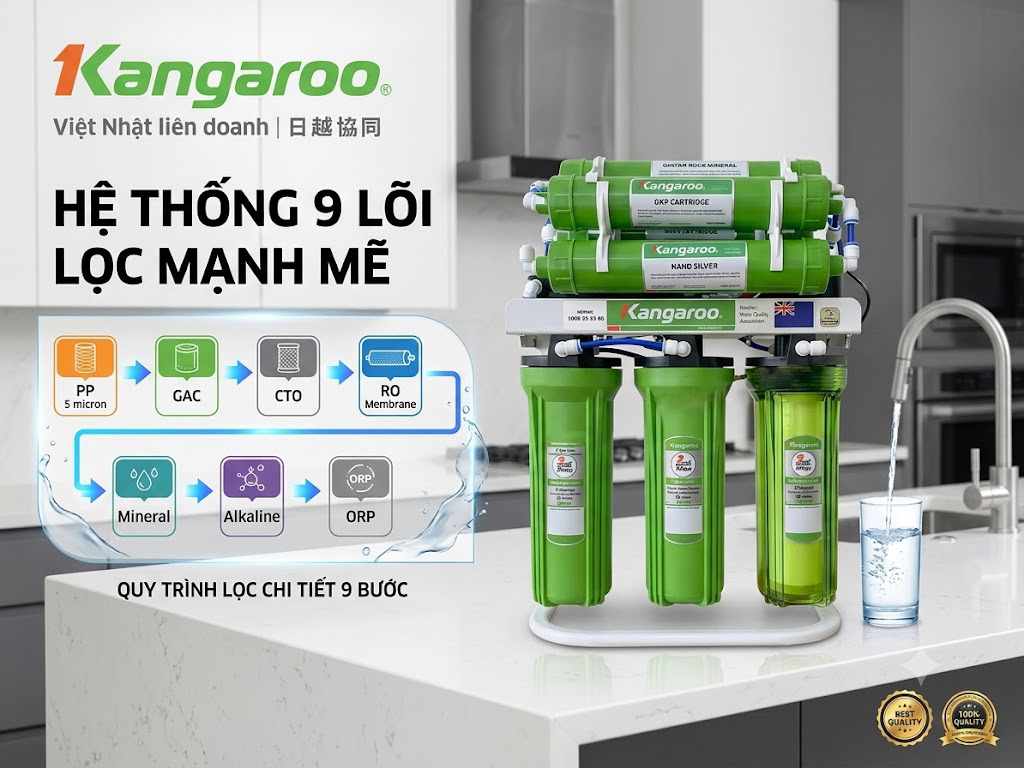 Hệ thống 9 lõi lọc mạnh mẽ
